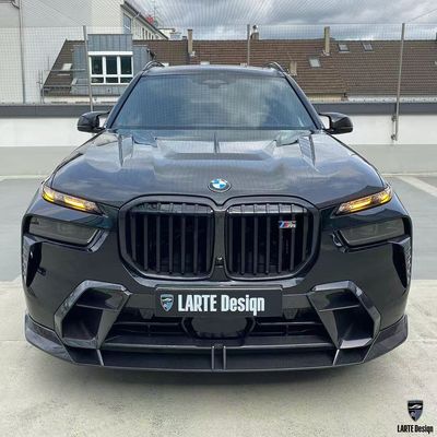 BMW X7 Corpo in fibra di carbonio Kit X7 stile LD diffusore di labbra anteriore in fibra di carbonio Arco di ruota spoiler del cofano