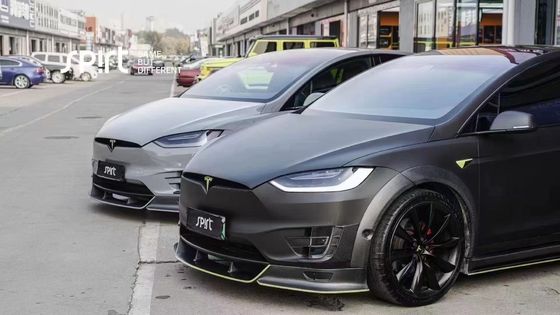 Tesla modello X Fibra di carbonio Kit di corpo modello X Fibra di carbonio diffusore della bocca anteriore Spoiler cappuccio ruota arco corpo largo kit