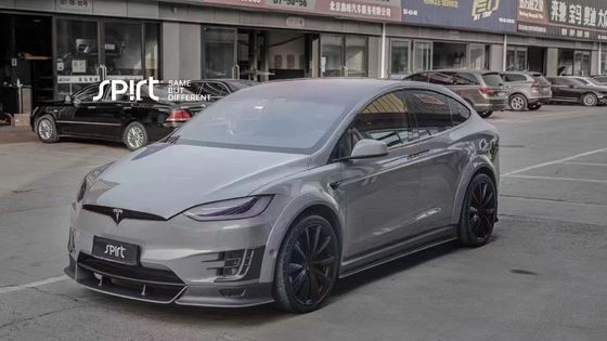 Tesla modello X Fibra di carbonio Kit di corpo modello X Fibra di carbonio diffusore della bocca anteriore Spoiler cappuccio ruota arco corpo largo kit