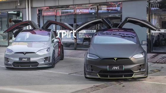 Tesla modello X Fibra di carbonio Kit di corpo modello X Fibra di carbonio diffusore della bocca anteriore Spoiler cappuccio ruota arco corpo largo kit