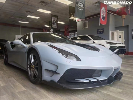 Per Ferrari 488 Kit corpo in fibra di carbonio 488 Misha stile aggiornato davanti e dietro coprifocale spoiler Hood Kit corpo in fibra di carbonio