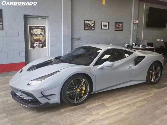 Per Ferrari 488 Kit corpo in fibra di carbonio 488 Misha stile aggiornato davanti e dietro coprifocale spoiler Hood Kit corpo in fibra di carbonio