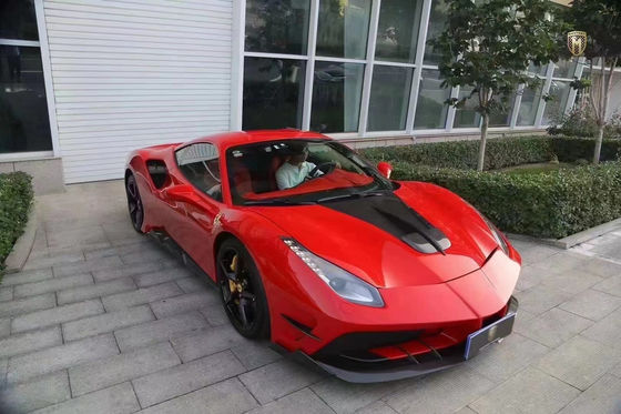 Per Ferrari 488 Kit corpo in fibra di carbonio 488 Misha stile aggiornato davanti e dietro coprifocale spoiler Hood Kit corpo in fibra di carbonio