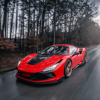 Per Ferrari F8 Kit corpo in fibra di carbonio F8 KEYVANY stile aggiornato Kit corpo a sfera frontale diffusore spoiler