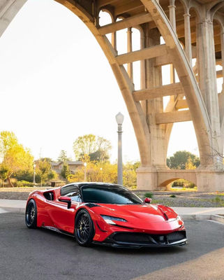 Per Ferrari SF90 Carrozzeria in fibra di carbonio SF90 Upgrade RYFT Style Jump Down Front Lip Diffuser Spoiler Body Kit