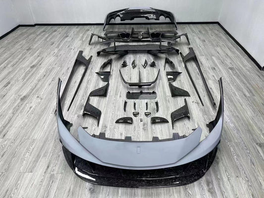 Blue F8 Ferrari Body Kit F8 MSY Style Front Bumper Lip Body Kit Spoiler gonne laterali