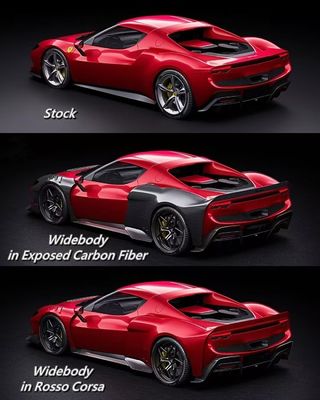 Red Ferrari 296 Automobile Body Kit ZE Style Diffusore di Fibra di Carbonio Spoiler Labbra Frontale