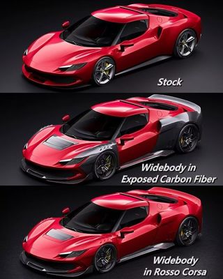 Red Ferrari 296 Automobile Body Kit ZE Style Diffusore di Fibra di Carbonio Spoiler Labbra Frontale