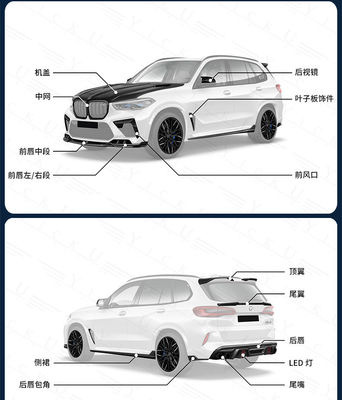 Ricambi per auto per BMW X5M F95 Kit di carrozzeria in fibra di carbonio X5M F95 Kit di carrozzeria di sfera anteriore in stile LD aggiornato
