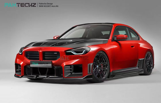 Per BMW M2 G87 Carbon Fiber Body Kit M2 Upgraded Paktechz Style Carbon Fiber Front Lip Diffuser Spoiler Hood