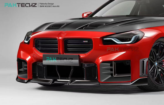 Per BMW M2 G87 Carbon Fiber Body Kit M2 Upgraded Paktechz Style Carbon Fiber Front Lip Diffuser Spoiler Hood