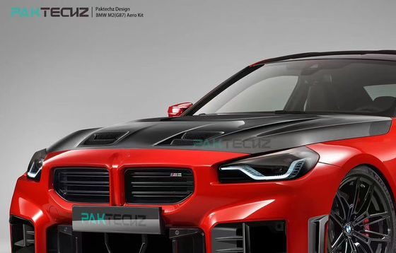 Per BMW M2 G87 Carbon Fiber Body Kit M2 Upgraded Paktechz Style Carbon Fiber Front Lip Diffuser Spoiler Hood