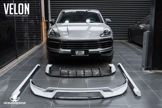 Sostituzione 2019 Porsche Cayenne Body Kit Side Skirts Dry Carbon Fiber Diffuser Spoiler