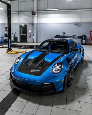 Blue Porsche Body Kit 992 GT3RS Style Cappuccio in fibra di carbonio secco