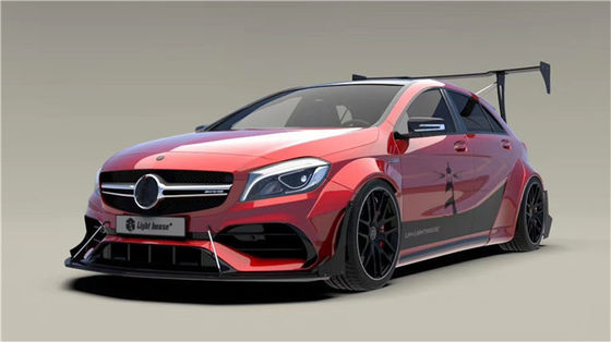 Per Mercedes AMG A45 Kit corpo in fibra di carbonio A45 Upgraded Top Style Front Shovel Diffuser Spoiler Wide-body Kit